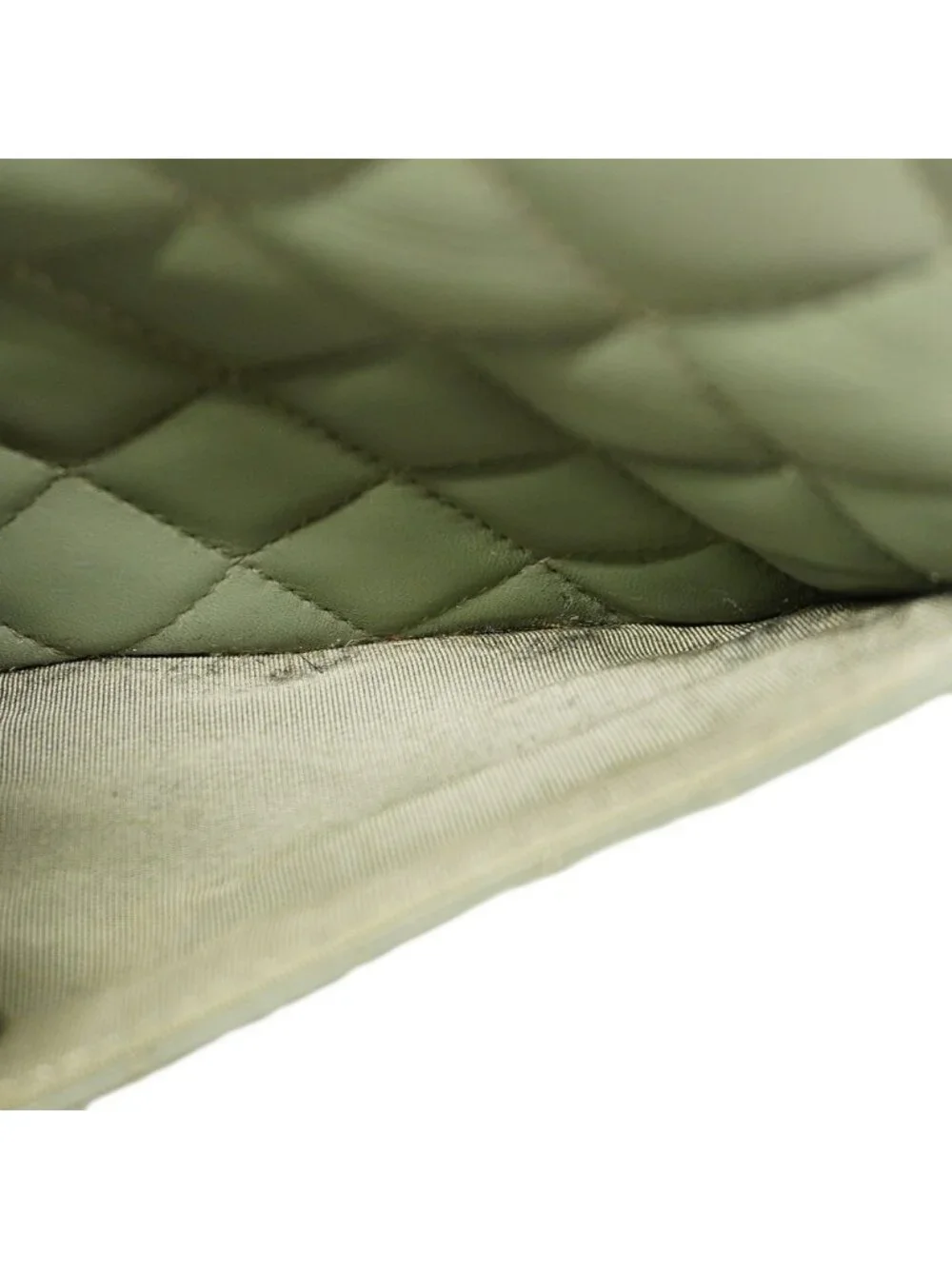 Chanel Shoulder Bag Quilted Lambskin Green Gold